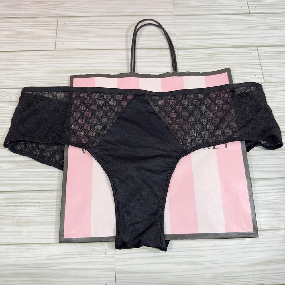 Victoria’s Secret Satin &‎ Mesh Cheeky Black Panty NWT Large